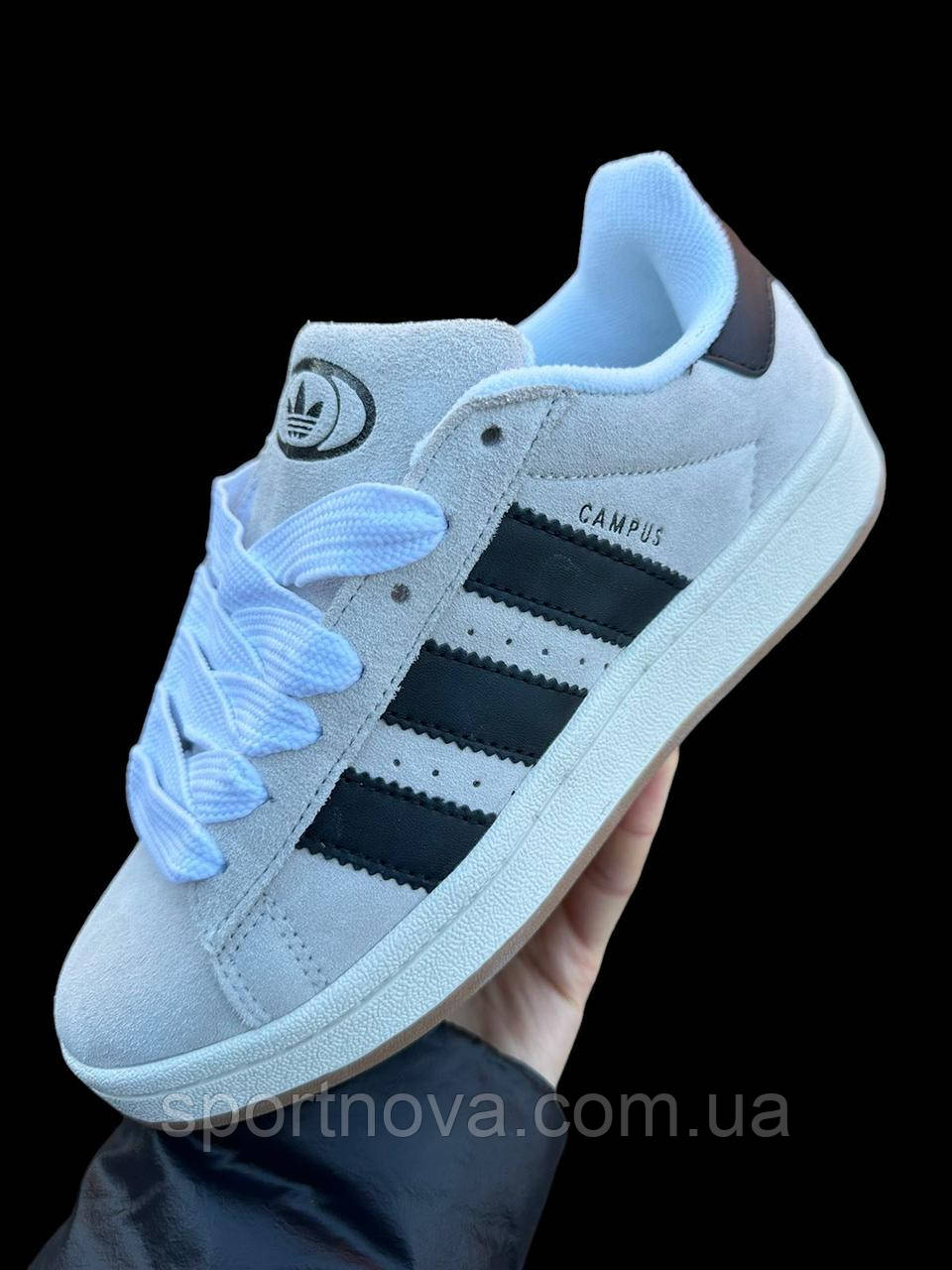 Жіночі підліткові кросівки демісезон Adidas Campus замша бежеві з чорним р 37,40,41, фото 1
