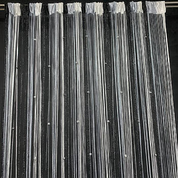 Штори нитки для кухні кімнати квартири спальні, Кисея на кухню балкон Сіро-чорно-білі (NH-203)