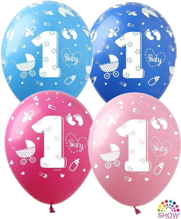 Повітряні кулі Перший рік хлопчик та дівчинка 12" (100 шт) ТМ Show
