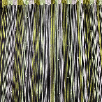 Штори нитки для спальні дитячої кухні, штори з люверсом в будинок кімнату Зелено-оливкого-білі (NH-303)