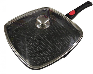 Сковорода гриль з кришкою Сковорода для гриля та запікання зі знімною ручкою 28x28 см