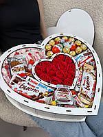 Бокс сладостей с розами Киндер сюрприз бокс в форме сердца Подарочные наборы со сладостями девушке лин