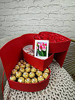 Подарочный бокс со сладостями для жены Бокс сладостей трехъярусный с розами Сладкие боксы на день рождения лин