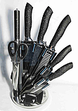 Набір ножів із підставкою 9 предметів Набір кухонних ножів на підставці UNIQUE, фото 4