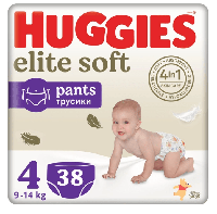 Дитячі гіпоалергенні підгузки-трусики з колірним індикатором Huggies Elite Soft Pants, розмір 4 (9-14 кг) 38 шт