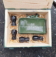 Набір для спиртного Міна Мон-50 У дерев'яному ящику - Бойовий резерв для чоловіків на подарунок