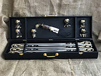 Набор шампуров с ножом и бронзовыми рюмками в кейсе Люкс Nb Art 14 предметов 47330054