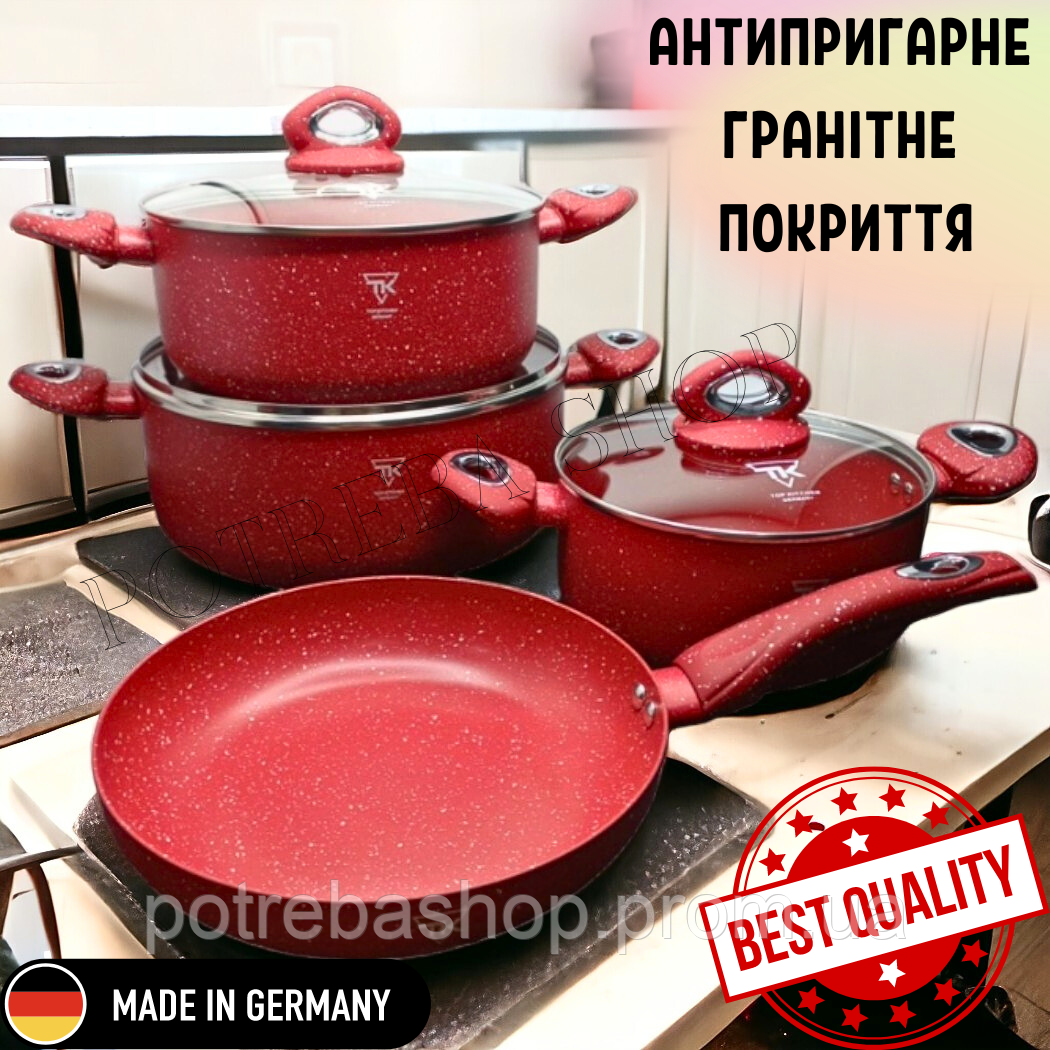 Набор Кастрюль и Сковорода с Гранитным Антипригарным Покрытием Top ...