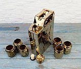 Золота каністра 1л набір для спиртного у дерев'яному ящику для чоловіка автомобіліста, фото 5