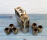 Золота каністра 1л набір для спиртного у дерев'яному ящику для чоловіка автомобіліста, фото 4