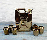 Золота каністра 1л набір для спиртного у дерев'яному ящику для чоловіка автомобіліста, фото 6