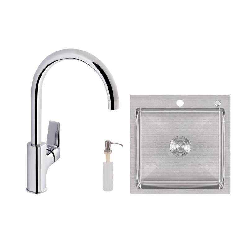 Набір для кухні Pivonka 2 в 1 зі змішувачем (QTPIV9013102UC + LDH5050BRU35375) Chrome, фото 1