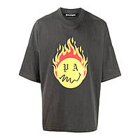 Футболка "Palm Angels" Black Smiley Edition Burning Head T-Shirt.