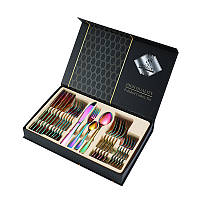 Набір столових приборів з нержавіючої сталі 1010 Series на 24 предмети Phantom color | Хамелеон - ножі, ложки, виделки