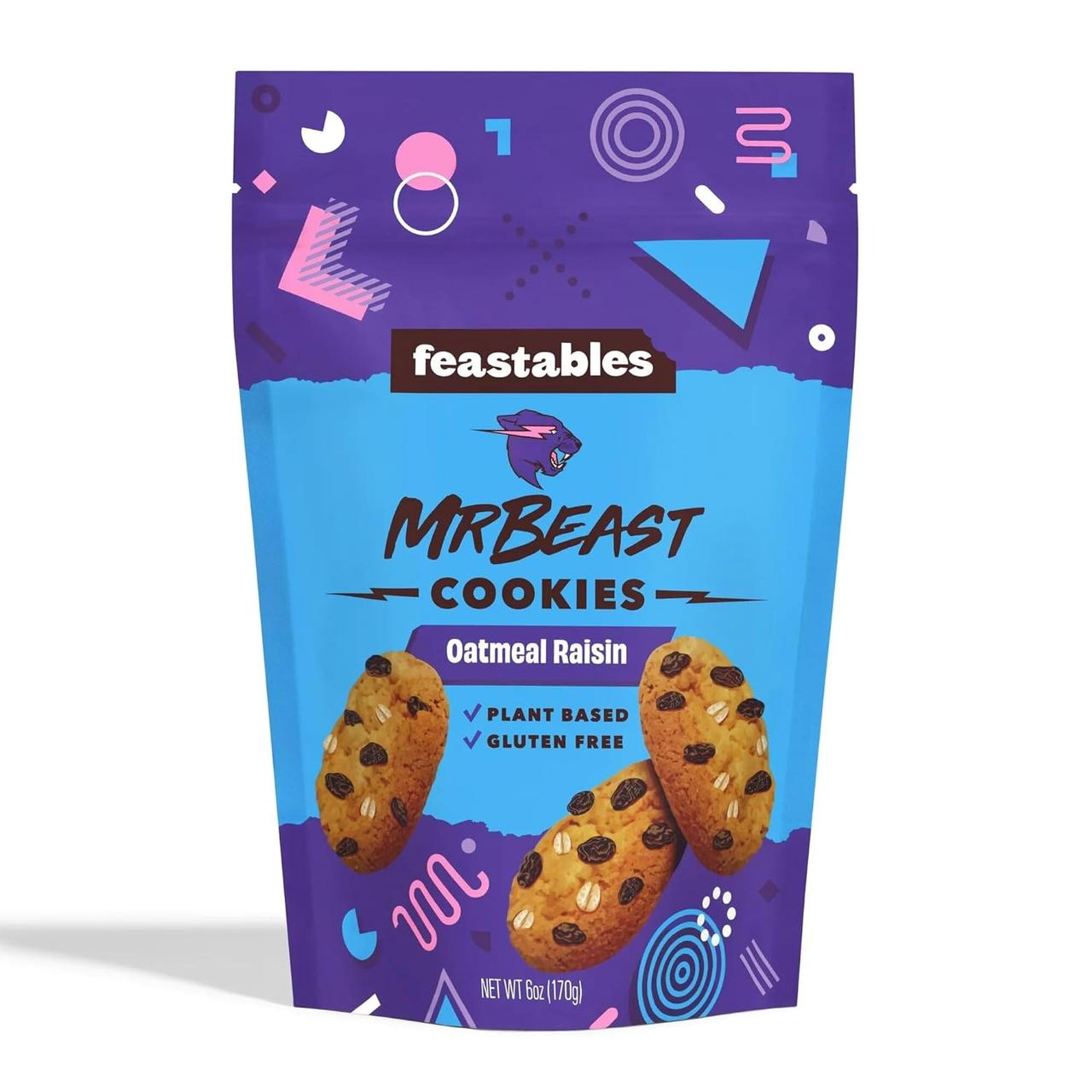 Печиво Feastables MrBeast Cinnamon Oatmeal Raisin Cookies, 170г, фото 1