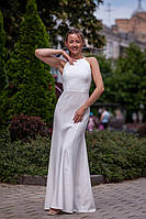 Белое облегающее макси-платье без рукавов на застежке для летних мероприятий (S, M)