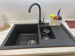 Кухонна гранітна мийка Adamant ANILA PLUS темно сіра 78х50