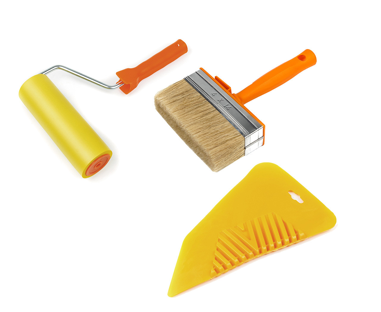 Набір для шпалер Polax притискний валик 180 мм, шпатель шпалерний і пензель макловиця для клею (335-49), фото 1