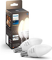 Philips Hue White E14 Lamp Twin Pack 2 x 470 lm, затемнение, теплый белый свет, управление через приложение, с