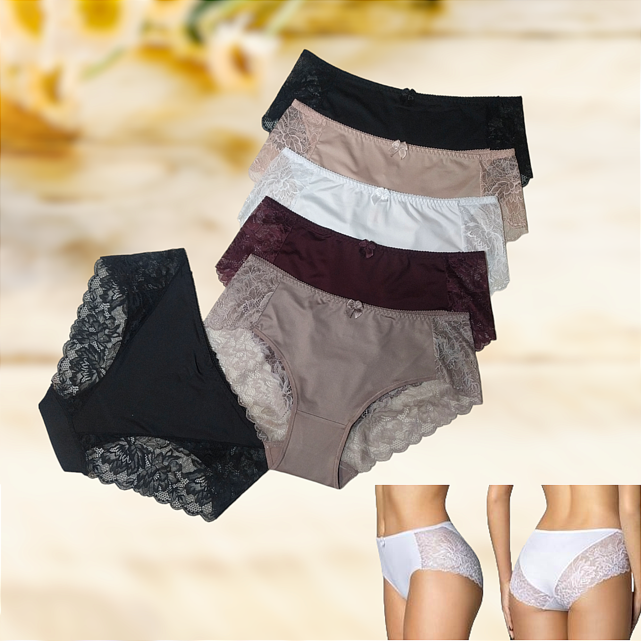 Трусики жіночі La Vivas з мереживом 1 шт  Розміри L XL 2XL 3XL, фото 1