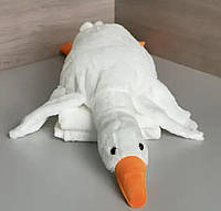 Плюшева іграшка Гусак із пледом 90 см Білий, Подушка обіймашка Гусак із пледом, Дитячий плед подушка