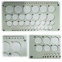 Лінійка-трафарет з колами та закругленнями / 25 см, пластикова
