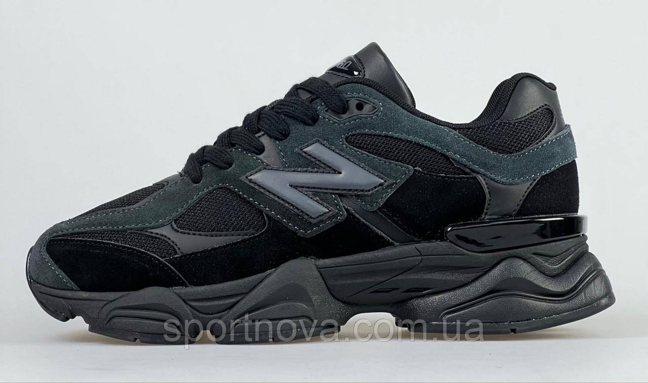 Чоловічі кросівки демісезон New Balance 9060 замшеві/текстиль чорні р 41-46