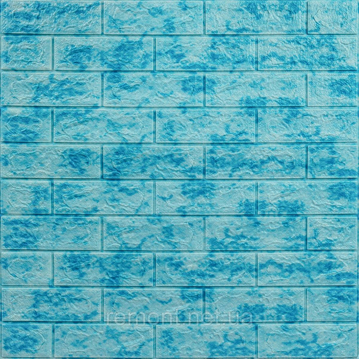 Декоративна 3D панель самоклейка 700х770х5мм Мармур блакитний (цегла) (065) SW-00000033, фото 1