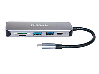 Мультипортовий адаптер USB хаб USB Type-C D-Link DUB-2325 2хUSB3.0, 1xUSB-C, 1xSD, 1xmicroSD Grey