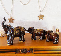 Сім'я слонів трьох із золотом 25*11*64