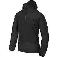 Легкая ветровка анорак Helikon Windrunner Windshirt-Black,черная тактическая мужская ветрозащитная куртка