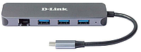 Мультипортовий адаптер USB хаб USB Type-C D-Link DUB-2334 Black