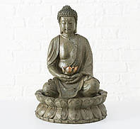 Декоративний фонтан Будда полістоун антрацит h46 см