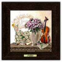 Картина класична Прованс №6 Скрипка коричнева 15*15 см