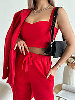 Красивый женский костюм тройка красный АА/-1492