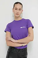 Urbanshop com ua Бавовняна футболка Karl Lagerfeld Jeans жіночий колір фіолетовий РОЗМІР ЗАПИТУЙТЕ
