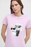 Urbanshop com ua Бавовняна футболка Karl Lagerfeld колір рожевий РОЗМІР ЗАПИТУЙТЕ