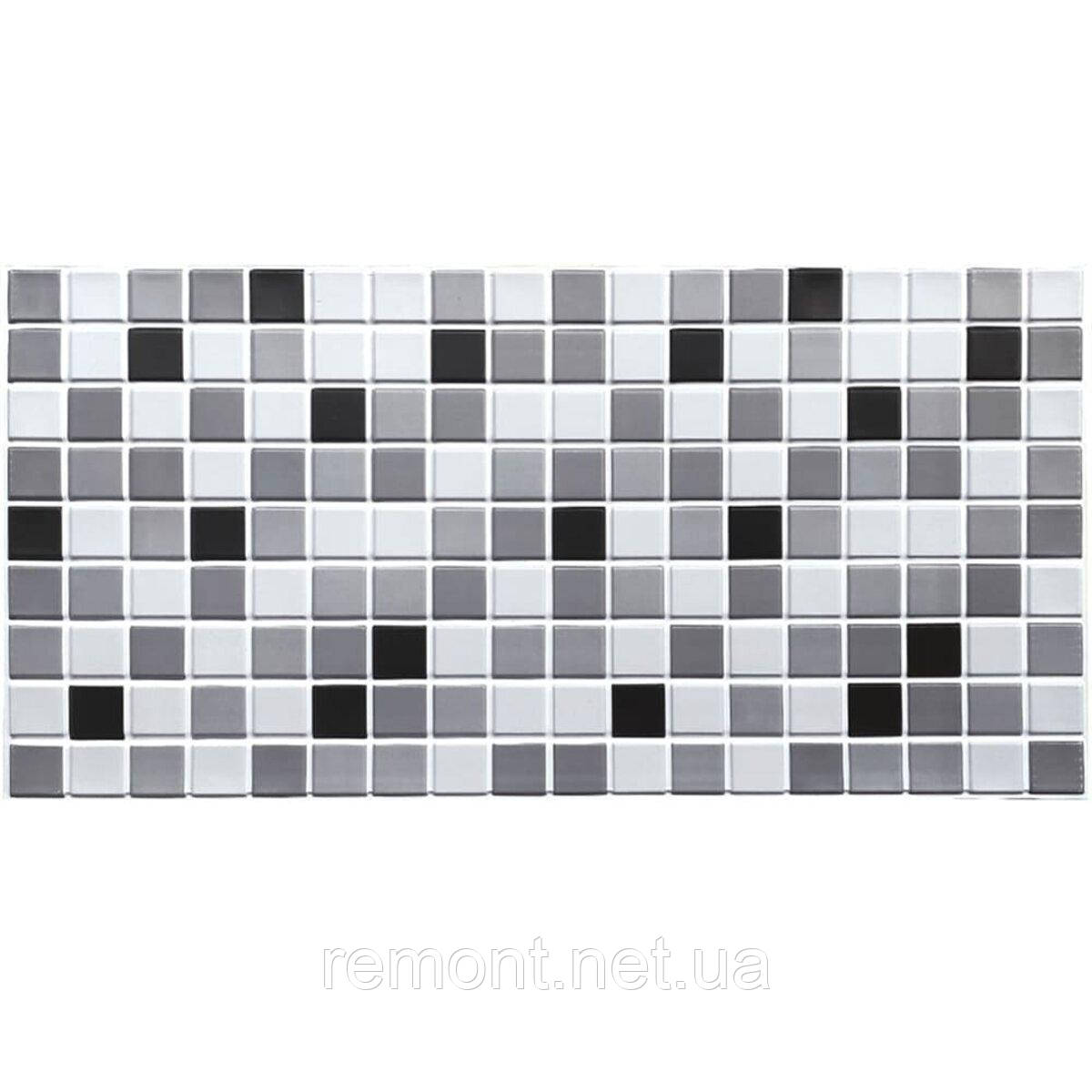 Декоративна ПВХ панель 960х480х4мм Чорно-біла мозаїка SW-00001432, фото 1