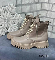 Женские ботинки челси натуральная кожа 36-41 ботильоны зима на шнуровке Мокко, 39