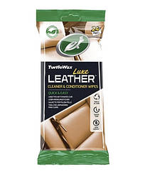 Серветки для очищення та кондиціонування шкіри "Шкіра Люкс" Turtle Wax LUXE LEATHER WIPES (24 шт) (54097)