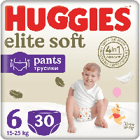 Детские гипоаллергенные подгузники-трусики с индикатором Huggies Elite Soft Pants, размер 6 (15-25 кг) 30шт