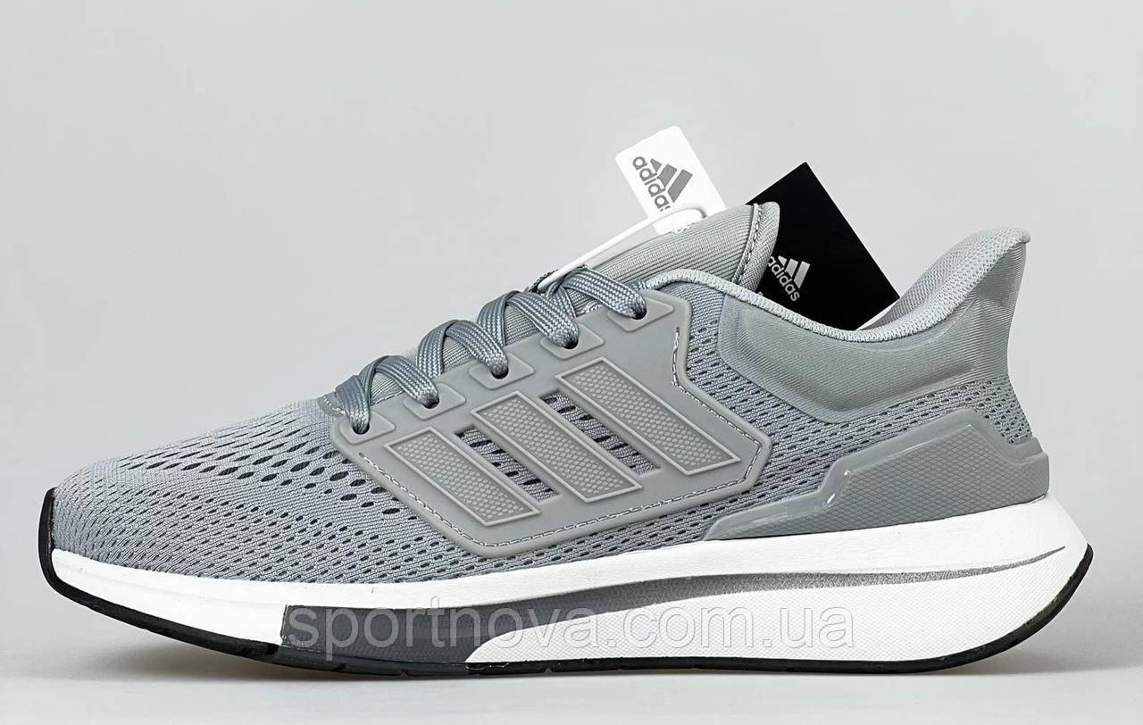 Чоловічі кросівки демісезон Adidas EQ21 Run текстиль світло-сірі р 41-46