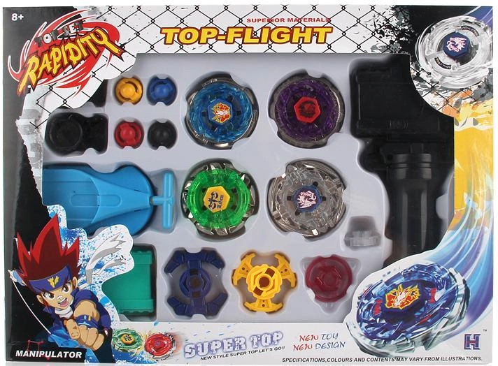 Набір Beyblade Rapid Top Fighting Gyro Starter від H-Toys: 4 вовчки, 2 пускачі та 1 рукоятка