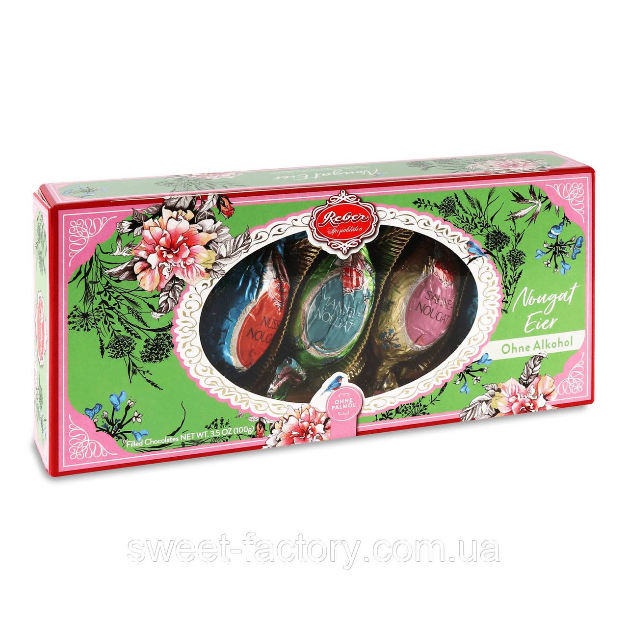 Шоколадні яйця Reber Spezialitaten Nougat Eier 100g