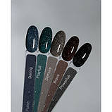 HEYLOVE. Reflective Gel Polish, DARING, 15 ml, гель-лак, темно-синій зі срібними світловідбиваючими частинками, фото 3