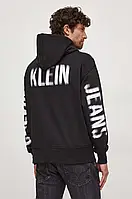 Urbanshop com ua Кофта Calvin Klein Jeans чоловіча колір чорний з капюшоном з принтом РОЗМІР ЗАПИТУЙТЕ