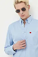 Urbanshop com ua Бавовняна сорочка HUGO чоловіча slim комір button-down РОЗМІР ЗАПИТУЙТЕ