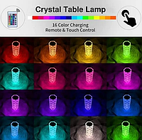 Декоративний LED світильник Настільна лампа нічник Троянда з пультом RGB Crystal. Rose Diamond Table