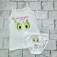 Комплект дитячої спідньої білизни для дівчинки Donella від 6 до 7 років труси майка дитячі Авокадо Молочний