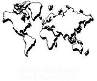 Виниловая наклейка на стену Карта мира 3D черная (лист 58 х 94 см) Графика 3